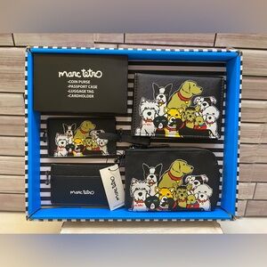 Marc Tetro ❤️ Dog Lovers Passport/coin Case Luggage Tag Card Case Gift Set NIB